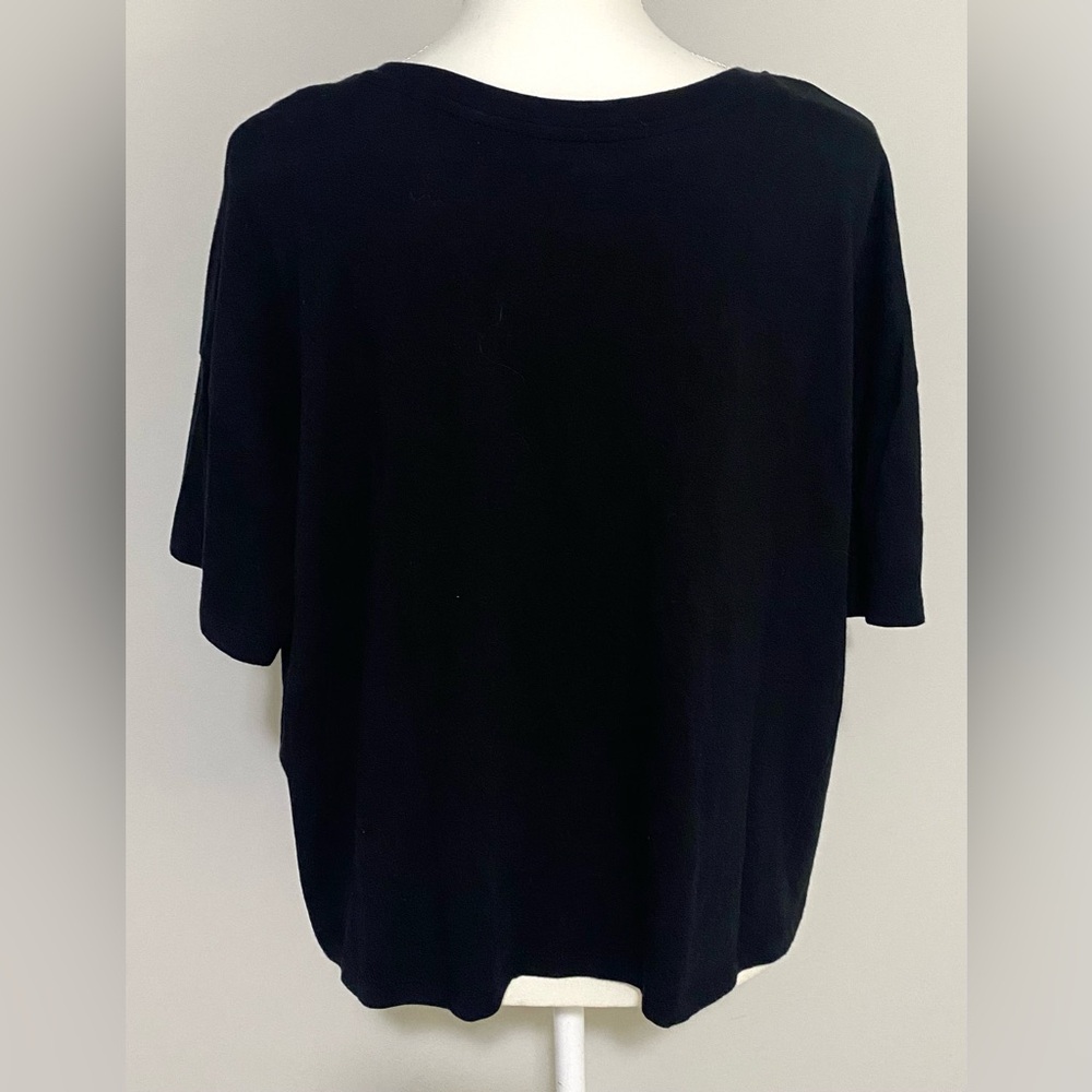 Old Navy Womens XL Solid Black Short Sleeve Oversized Crop Top Y2K Streetwear - Picture 3 of 9